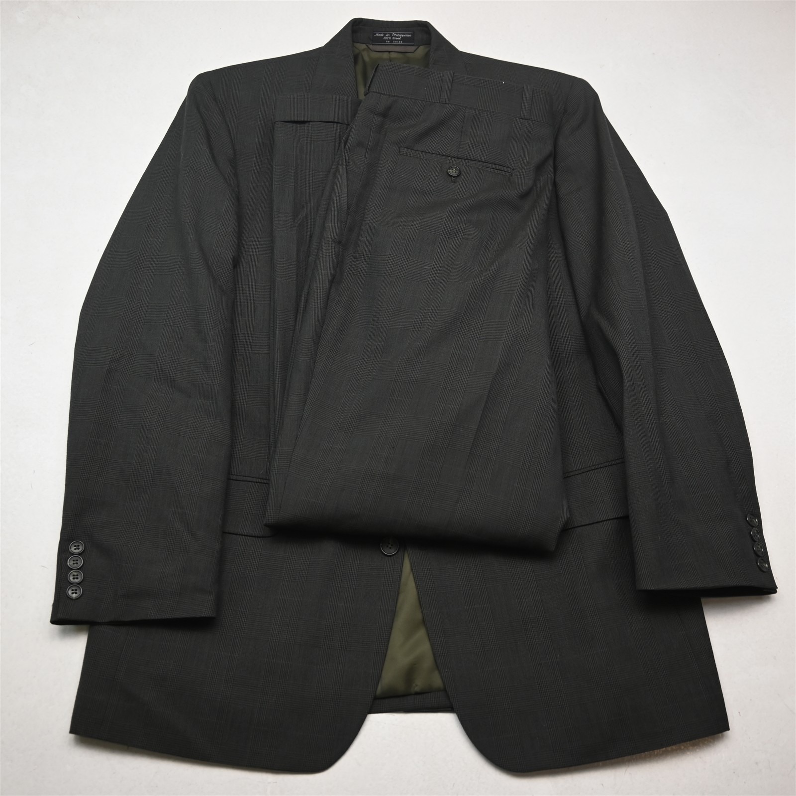 Vtg Bert Pulitzer 43l 36x32 Green Glenn Check 100% Wool Mens Jacket Pants Suit